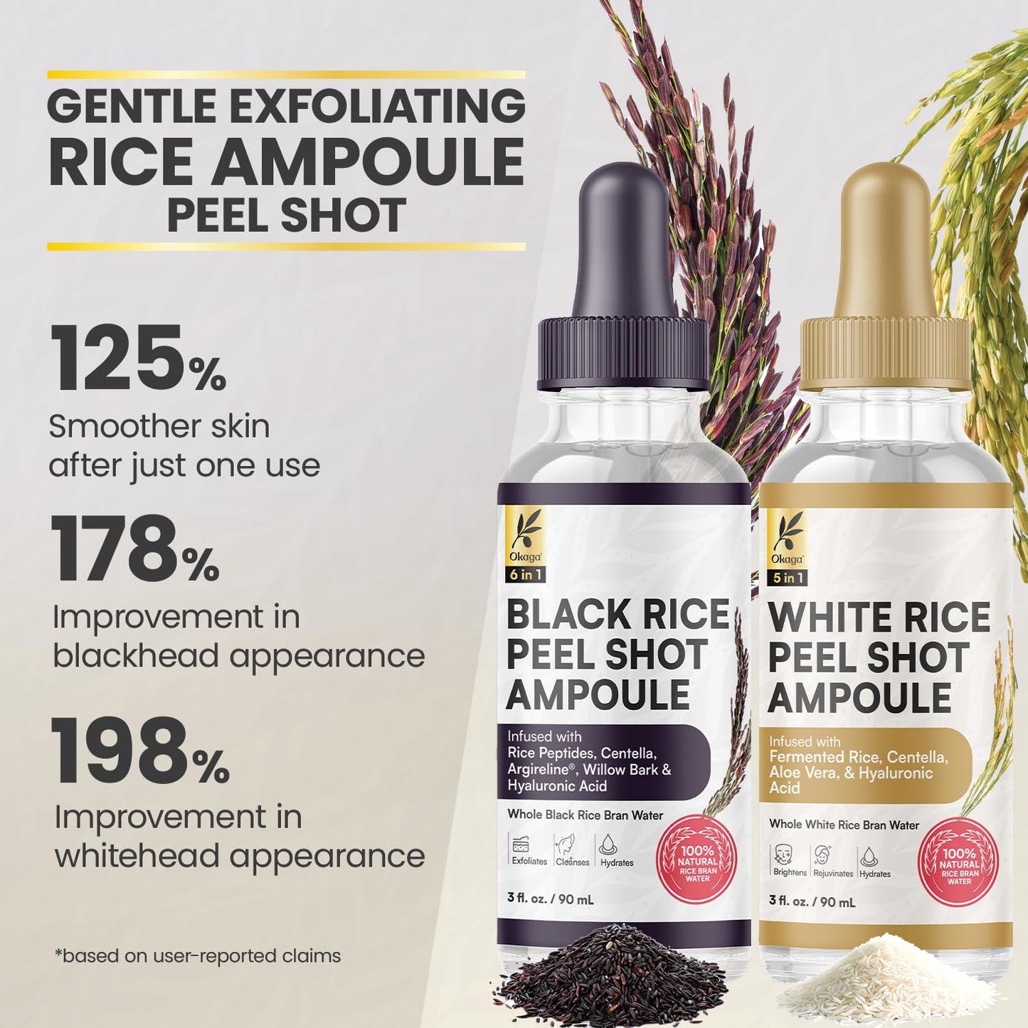 Peel Shot Duo, Black & White Rice Exfoliant Skincare Set for Face