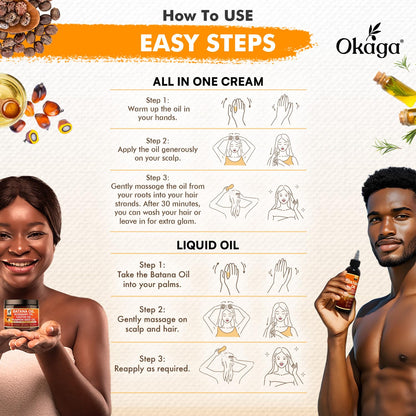Batana Oil and Cream for Hair Growth Bundle