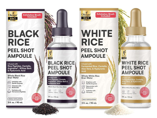 Peel Shot Duo, Black & White Rice Exfoliant Skincare Set for Face